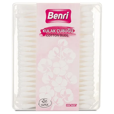 Benri 200 Baumwoll-Ohrstäbchen - Vielseitige & sichere Anwendung