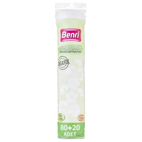 Benri وسادات قطنية عضوية لإزالة المكياج من بنري قطن ١٠٠٪، ٨٠ + ٢٠ قطعة
