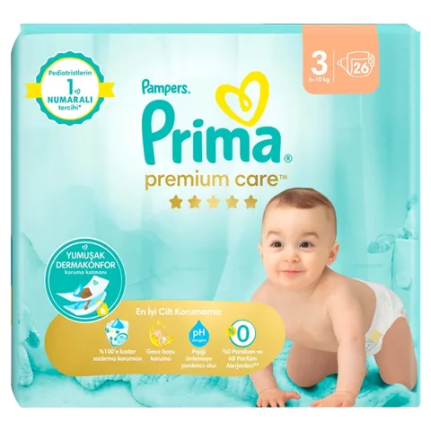Prima Baby Diaper Premium Care Size 3 Midi 26's