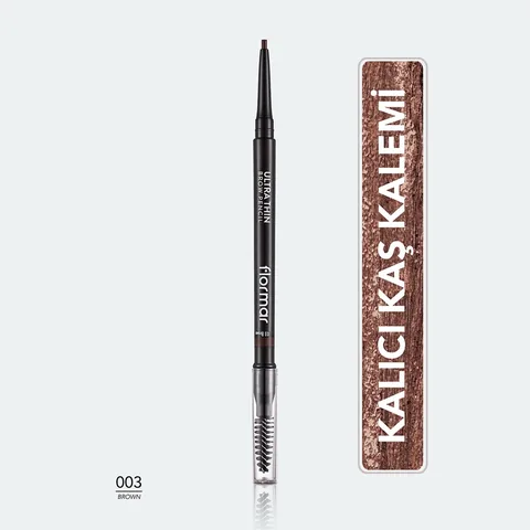Карандаш для бровей Flormar Ultra Thin 003 Коричневый с кисточкой