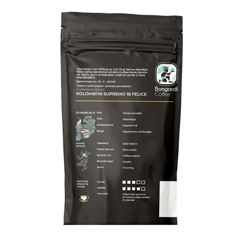 Bongardi Colombian Suprema Coffee Beans 200g - Aromatic &amp; Sweet