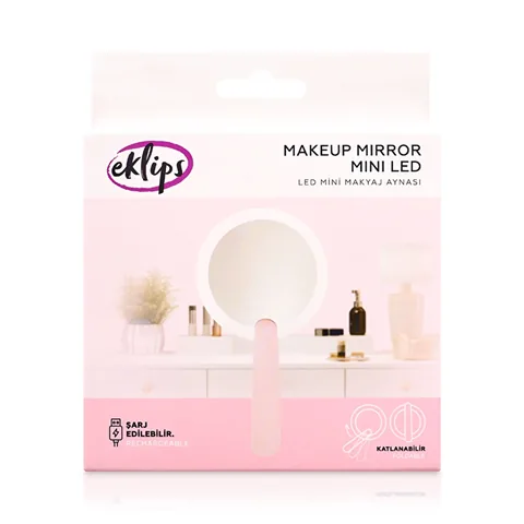 Eklips LED Mini Makeup Mirror - Portable Pink Compact Light