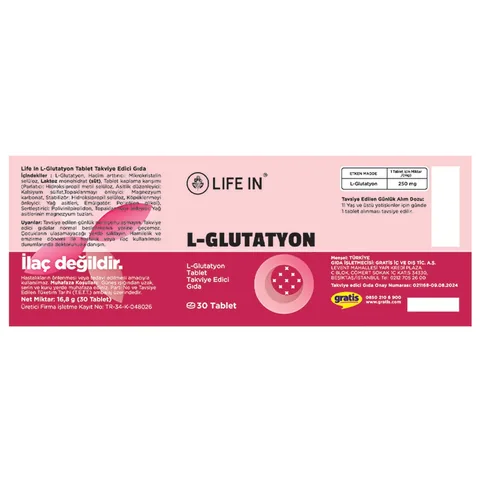 Life In Glutathione 30 Tablets - Antioxidant Support &amp; Health Boost