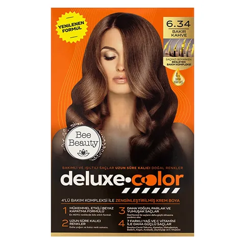 Bee Beauty Deluxe 6.34 Copper Brown Hair Dye - 7 Oils &amp; Vitamin C