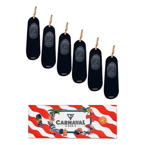 Carnaval 6er-Pack schwarze rutschfeste Ballerina-Socken für Damen