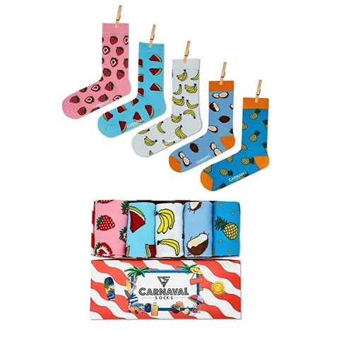 Carnaval Summer Fruits 5-Pack Cotton Patterned Socks