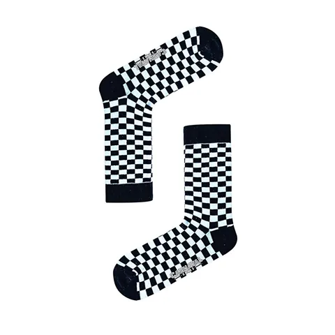 Karneval Schwarz-Weiß Schachbrettsocken - Baumwollmischung