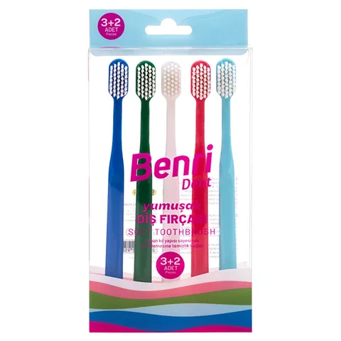 Benri Dent Family Toothbrush Set of 5 - Soft &amp; Medium Bristles