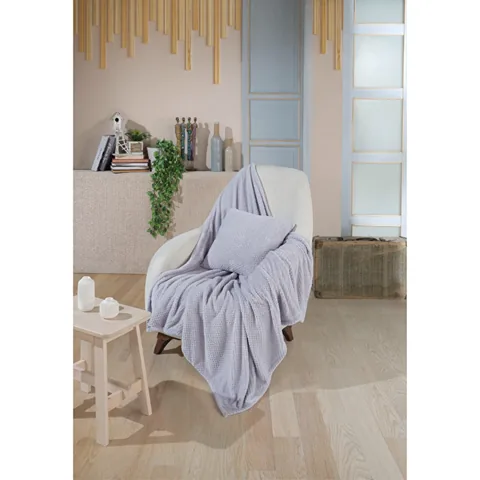 Wondel Grauer Polycotton Sofaüberwurf 70x170 cm