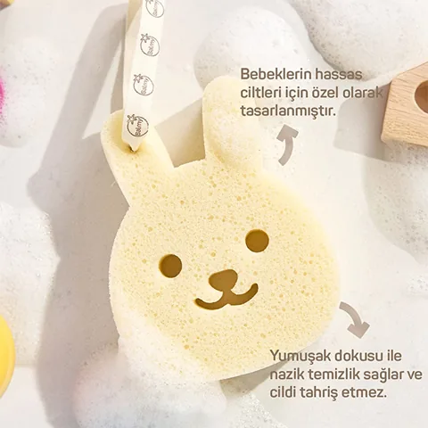 Balmy Rabbit Baby Bath Sponge - Ultra Soft &amp; Hypoallergenic