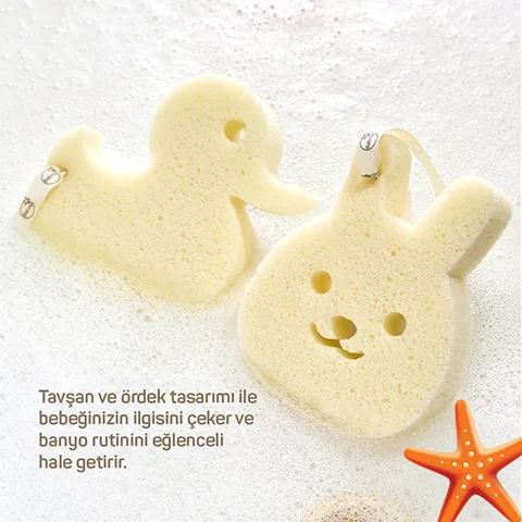Balmy Rabbit Baby Bath Sponge - Ultra Soft &amp; Hypoallergenic