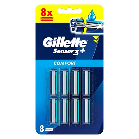 Gillette شفرات حلاقة جيليت سينسور 3+كومفورت البديلة عبوة من 8 شفرات