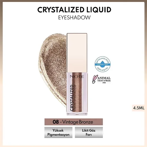 Note Crystalized Liquid Eyeshadow 08 Vintage Bronze - Long-Lasting Metallic Shine
