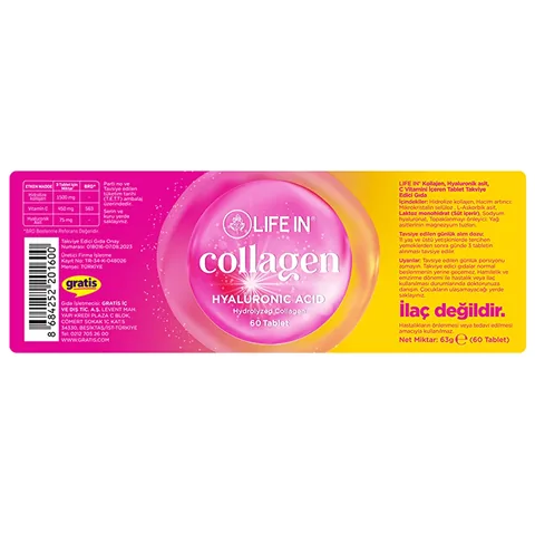 Life In Collagen Tablets with Vitamin C & Hyaluronic Acid - 60ct
