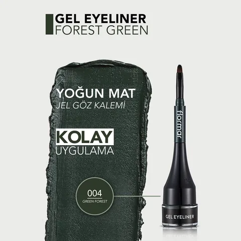 Flormar Gel Eyeliner 04 Green - Long-Lasting Matte Formula