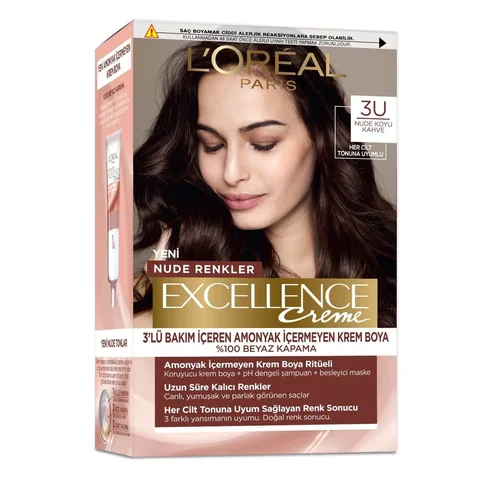 صبغة شعر لوريال باريس إكسلانس نود بني غامق 3U 1 قطعة L'Oreal Paris