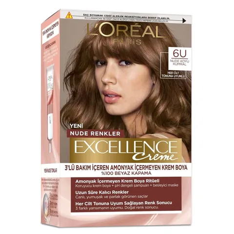 صبغة شعر لوريال باريس إكسلنس نود داكنة شقراء 6U 1 قطعة L'Oreal Paris