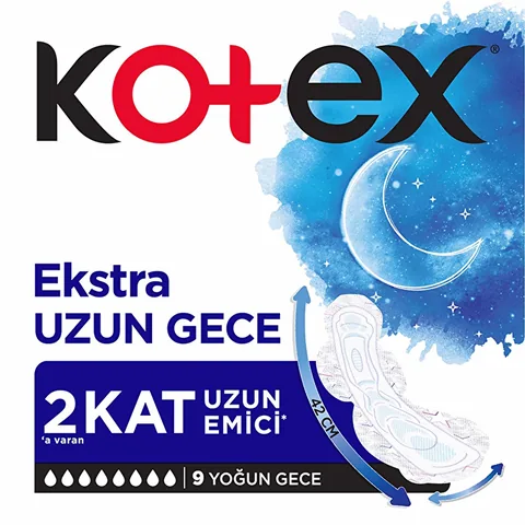 Kotex Extra Long Night Pads - 9 Pack, Ultra Absorbent Protection