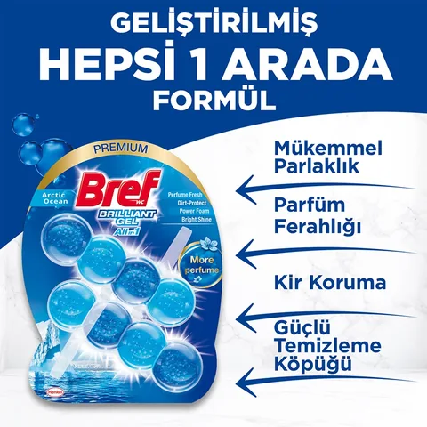 Bref Brilliant Gel Ocean Toilet Block - 4-in-1 Cleaning Power