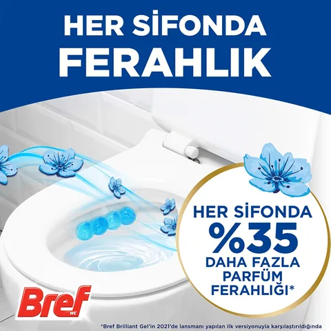 Bref Brilliant Gel Ocean Toilet Block - 4-in-1 Cleaning Power