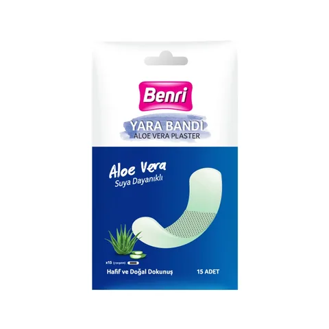 Бинт с алоэ вера Benri - 15 мягких, водонепроницаемых и дышащих пластырей