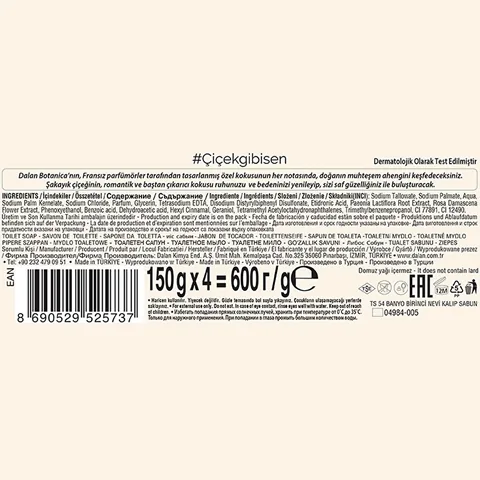 Dalan Botanica Peony Bath And Shower Soap 4 x 150 gr