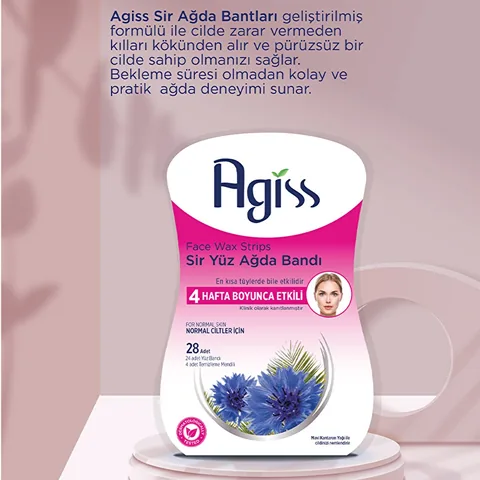 Agiss Sirli Facial Wax Strips for Normal Skin with Vitamin E - 28 Pcs
