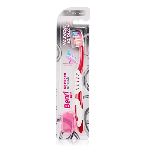 Benri Dent Medium Toothbrush - Soft Bristles &amp; Non-Slip Handle