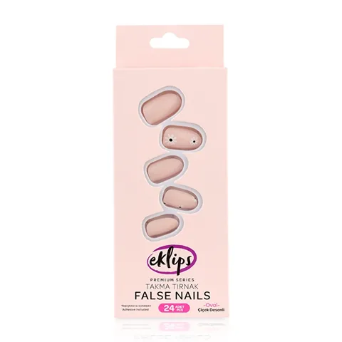Eklips Floral Oval False Nails - 24-Piece Elegant Set