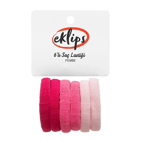 Eklips 6er-Pack pinke Haargummis mit starkem Halt und Dehnbarkeit