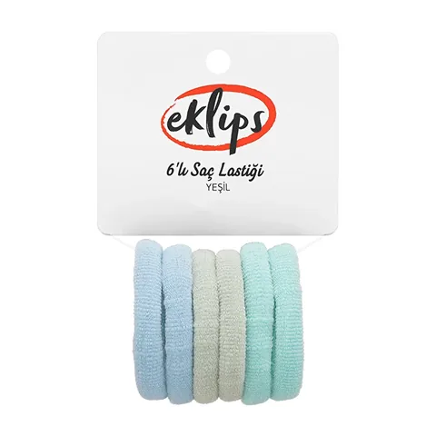 Eklips 6-Pack Green Hair Elastics - Durable &amp; Stretchy Bands