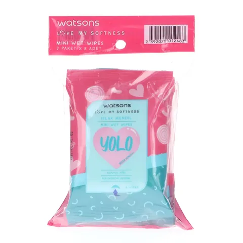 Влажные салфетки Watsons Мини Йоло Конфетный аромат 3 x 8 шт