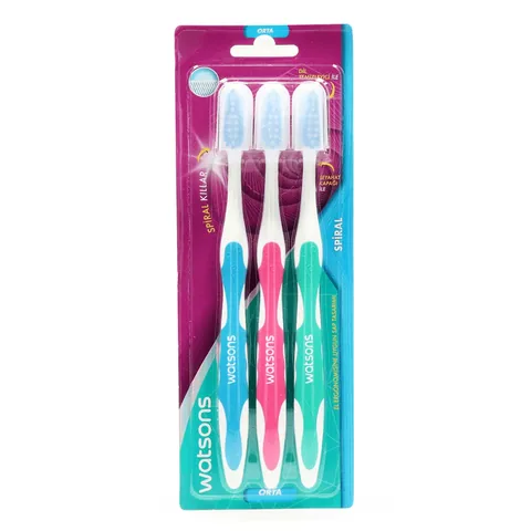 Watsons Medium Spiral Zahnbürste 3er Pack