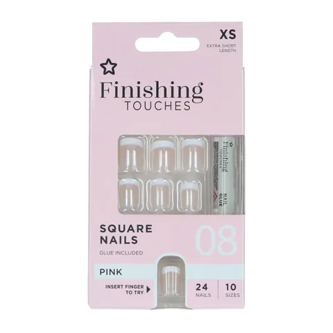 Фальшивые ногти Superdrug French Extra Short 24 шт. розовые