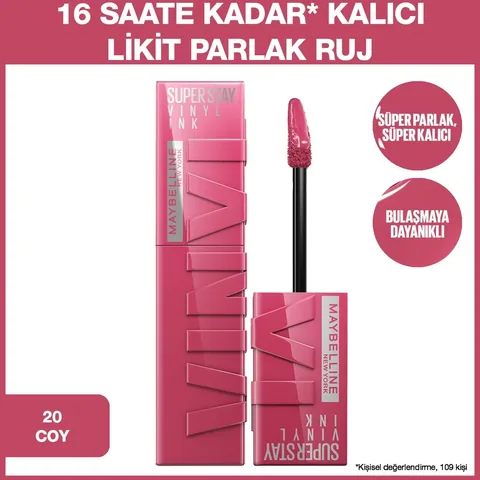 Maybelline New York Super Stay Vinyl Ink Likit Parlak Ruj - 20 Coy