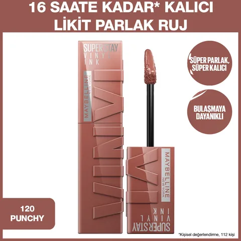 Maybelline New York Super Stay Vinyl Ink Liquid Shiny Lipstick - 120 punchy