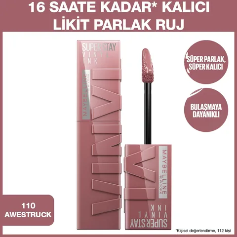 Maybelline New York Super Stay Vinyl Ink Likit Parlak Ruj - 110 Awestruck