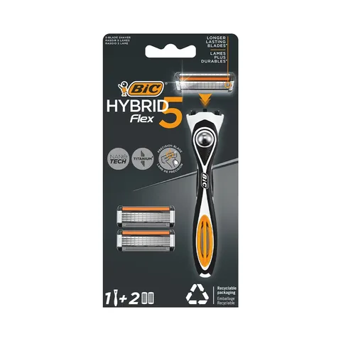 Bic Flex5 hybrid 5 blade 1 handle + 2 cartridge Razor
