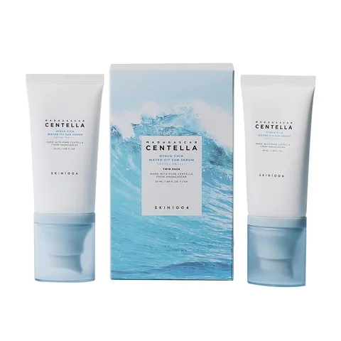 Two Bottles of Cica Serum Water Sunscreen with Centella from Skin 1004 - 50+50 ml