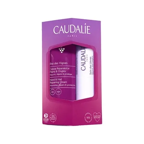 Caudalie مجموعة العناية باليدين والشفاه من كودالي دي فيني ثنائي مغذي