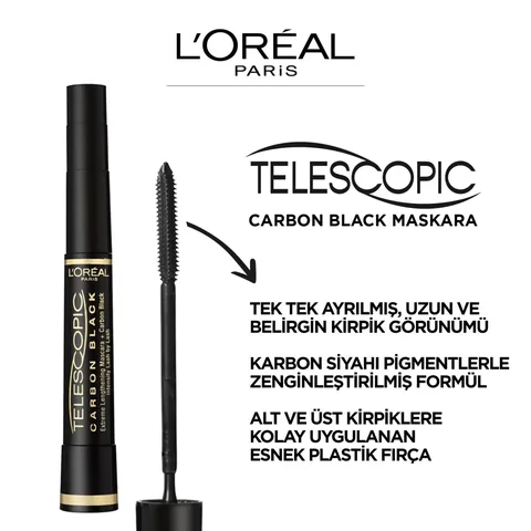 Loreal Paris Telescopic Carbon Black Mascara - Black 8 ml