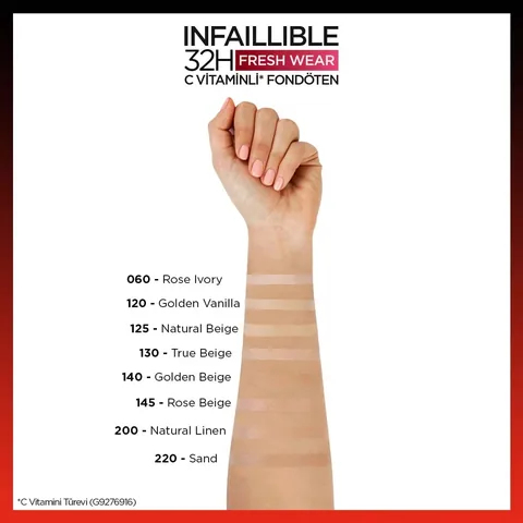 L'Oréal Paris Infaillible 32 h Fresh Wear Vitamin C Foundation 140 golden Beige