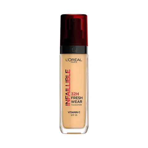 L'Oreal Paris كريم أساس لوريال باريس إنفاليبل بفيتامين سي يدوم 32 ساعة، 140 بيج ذهبي