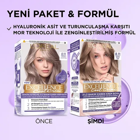 Loreal Paris Excellence Cool Creme - Hair Color Cream No: 8.11 Extra Ash Blonde