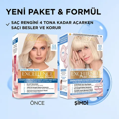 L'Oreal Paris صبغة شعر لوريال باريس إكسلنس بيور بلوند، أشقر رمادي فاتح للغاية 03، قطعة واحدة
