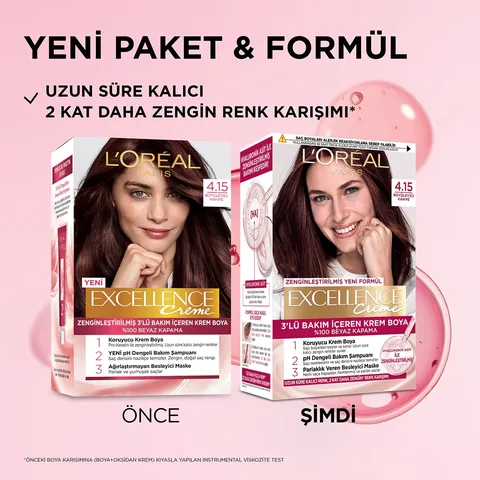 L'Oreal Paris لوريال باريس صبغة شعر إكسيلانس كريم من لوريال باريس بني جذاب 4.15 قطعة واحدة