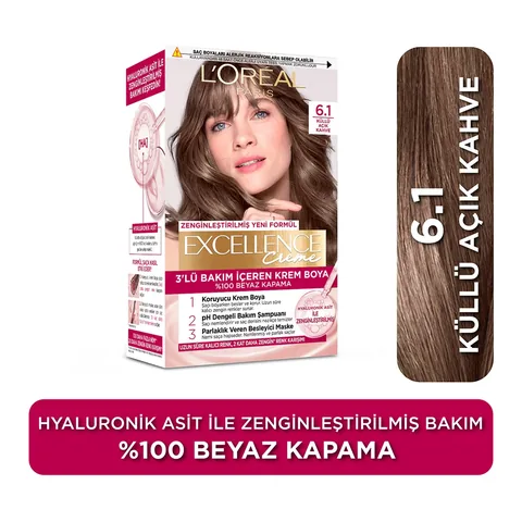 L'Oreal Paris صبغة شعر لوريال باريس إكسلنس كريم 6.1 بني فاتح رمادي