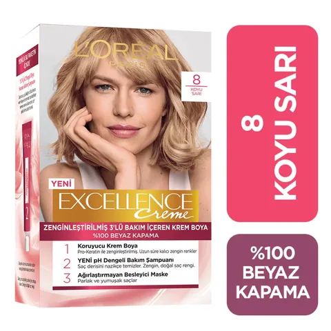 L'Oreal Paris صبغة شعر لوريال باريس إكسلنس كريم 8 أشقر غامق