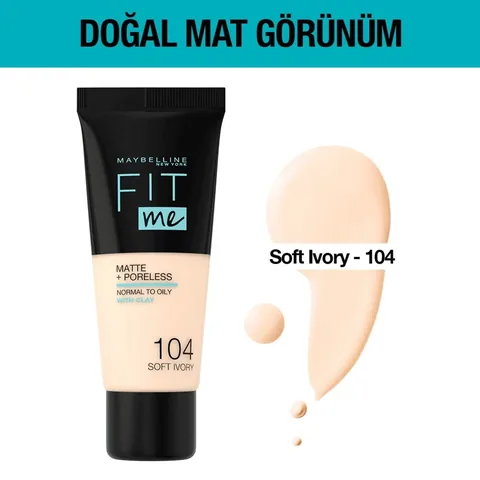 Maybelline New York Fit Me Matte+Poreless Foundation 30 ml - 104 Soft Ivory