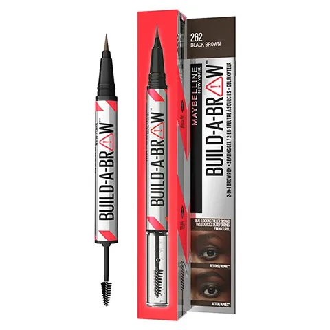 Maybelline قلم حواجب ميبيلين نيويورك بيلد أ براو 2 في 1 مع جل حواجب أسود وبني